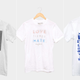 From left: Joseph Altuzarra’s vinyl laminate imprint shirt; Pamela Love’s ‘Love Trumps Hate’ shirt; Jason Wu’s blue states shirt.